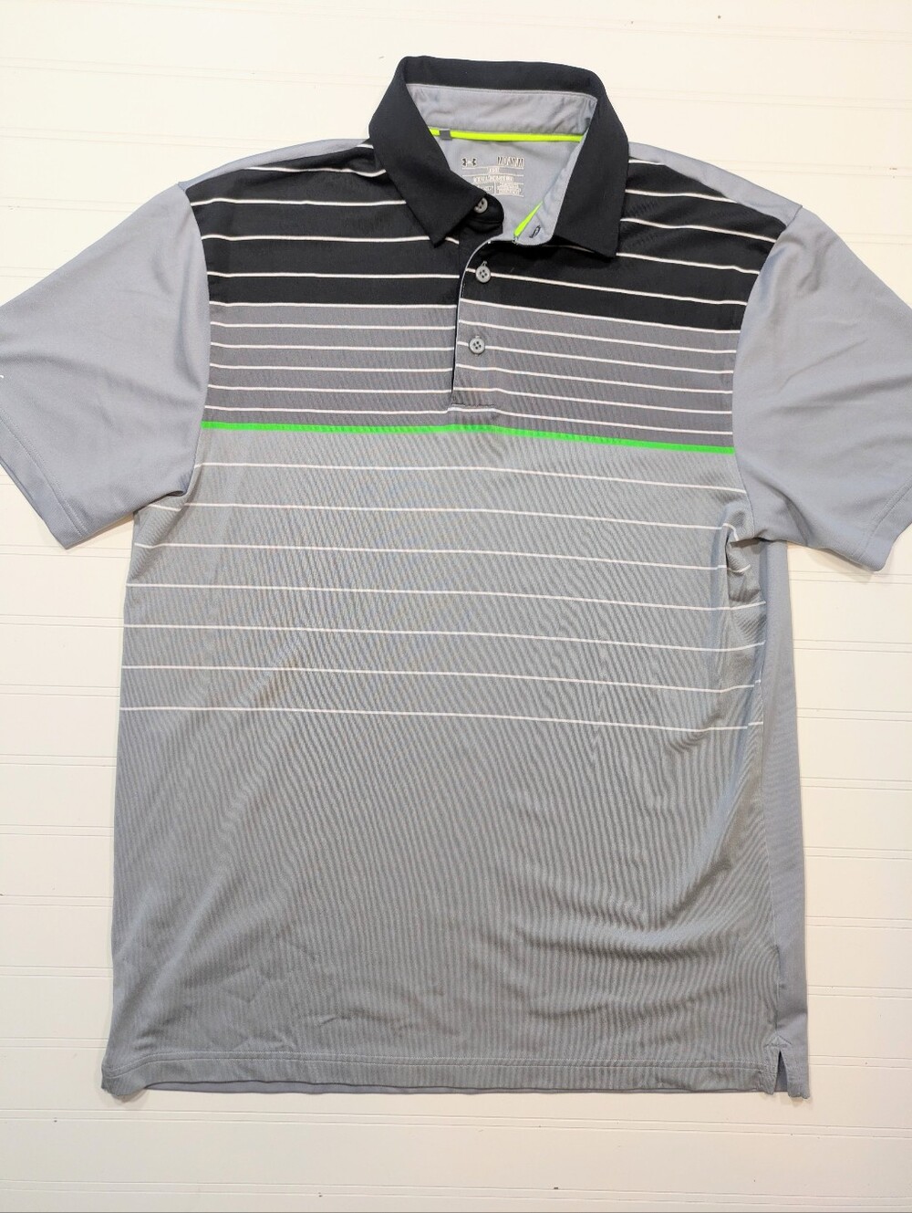 Adidas Grat/Green Tonal Stripe COLDBLACK Polo
